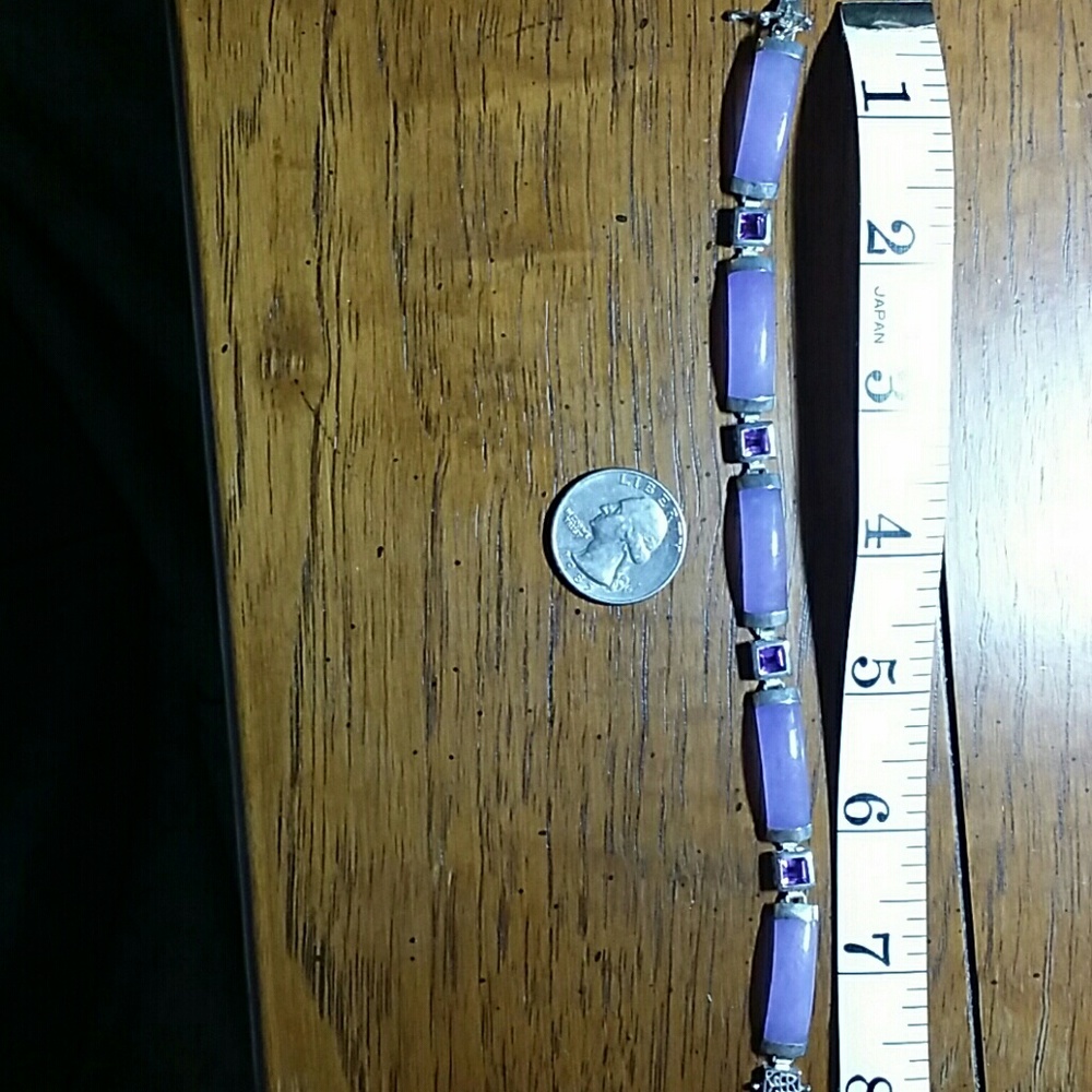 Sterling Silver Lavender Jade & Amethyst Bracelet